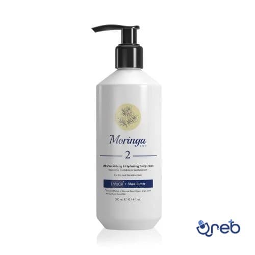 لوسیون بدن فوق مغذی و آبرسان 2 پوست خشک و حساس مورینگاامو 300 میلی لیتر 