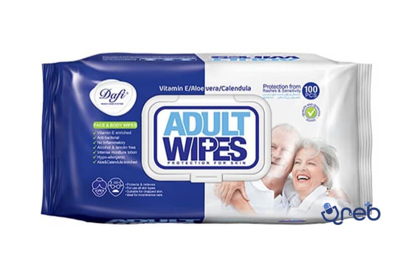 دستمال مرطوب دست، صورت و بدن بزرگسالان دافی 100 عدد 