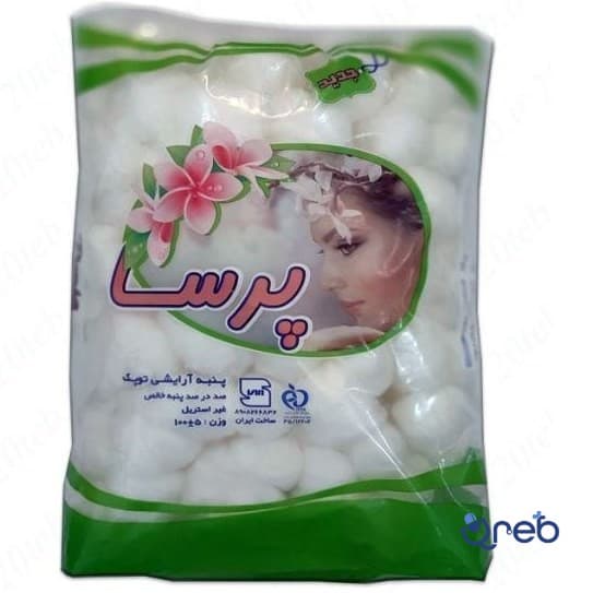 پنبه آرایشی توپک رنگی پرسا 100گرم