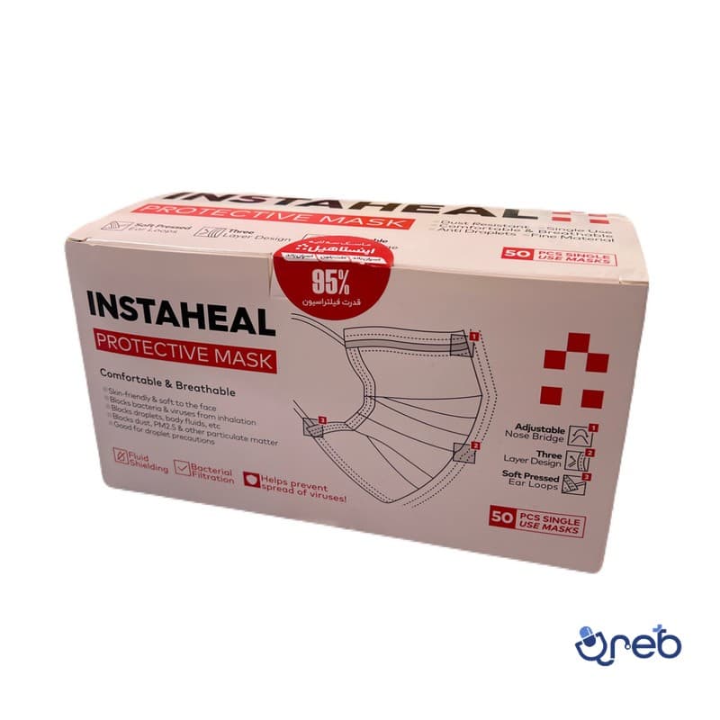 ماسک تنفسی جراحی سه لایه اینستاهیل رنگ مشکی بسته 50 عددی