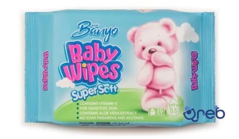 دستمال مرطوب کودک بانیو برای پوست حساس بسته 20 عددی